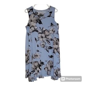 Dress Barn Blue/Grey Floral Sleeveless Dress, Size 14 P